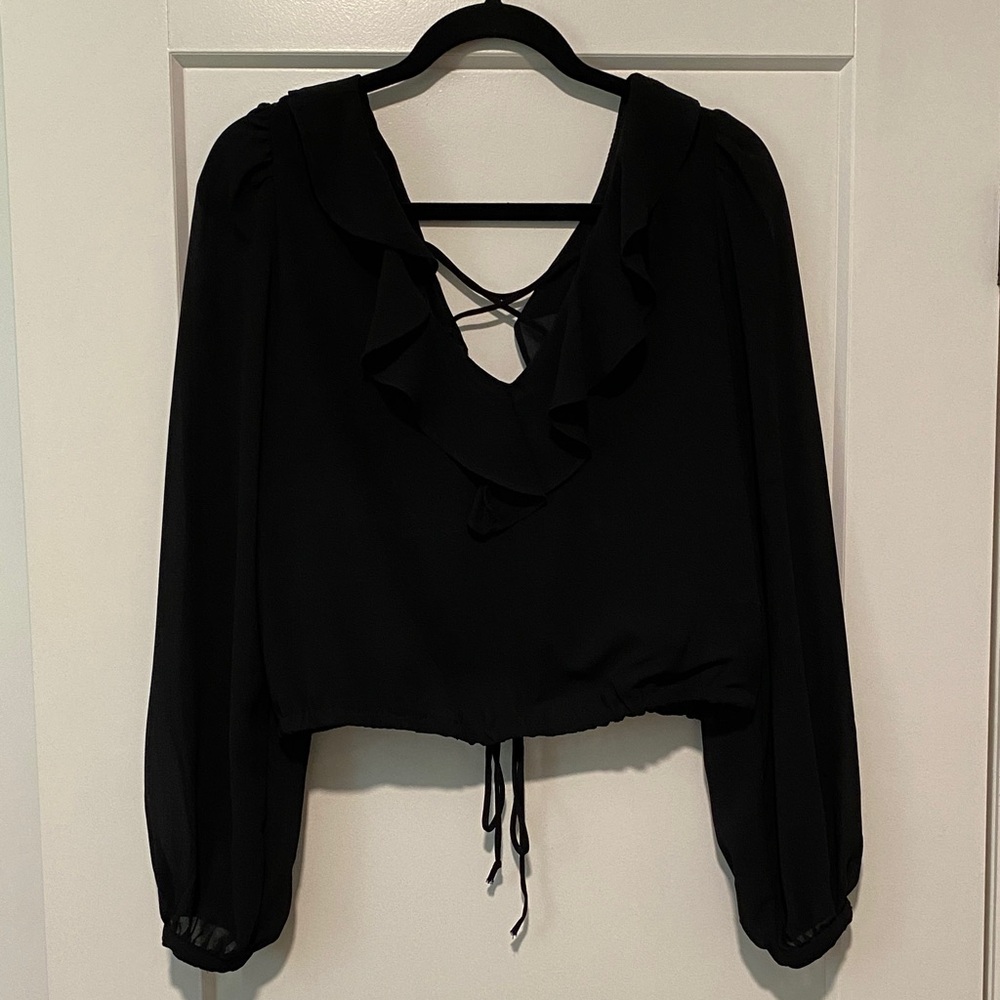 Dynamite Black Corset Back Blouse
